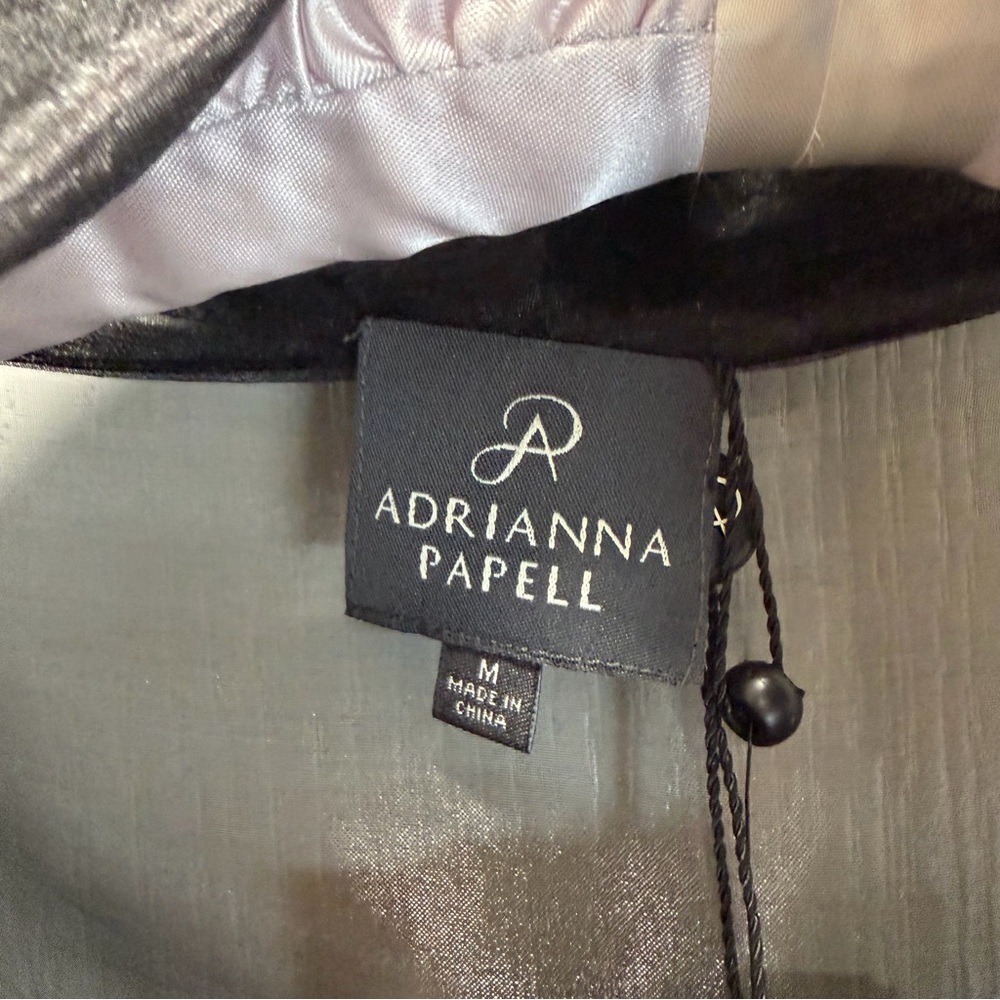 NWT Adrianna Papell Women's Organza/Sheer Black Short/Mid-Sleeve Jacket M - Picture 6 of 11